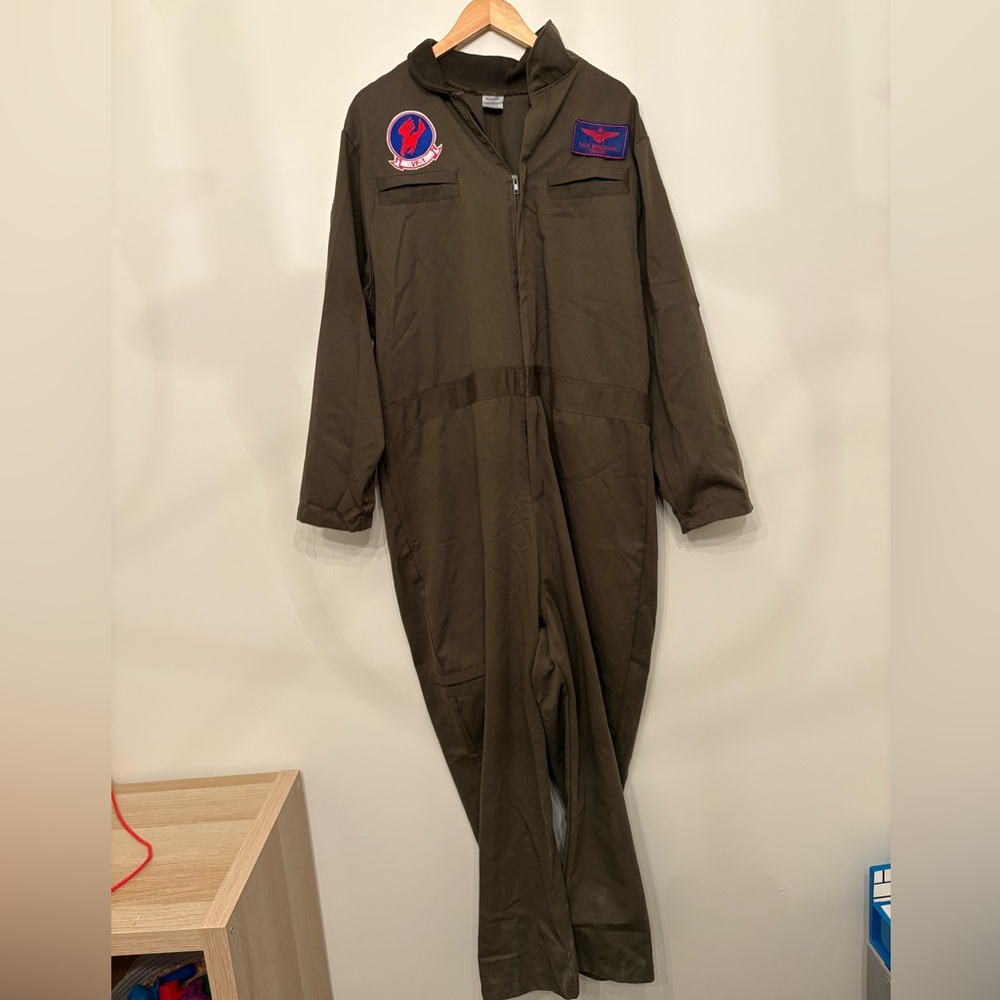 Adult Top Gun Flight Jumpsuit Military Maverick Costume Size XXL